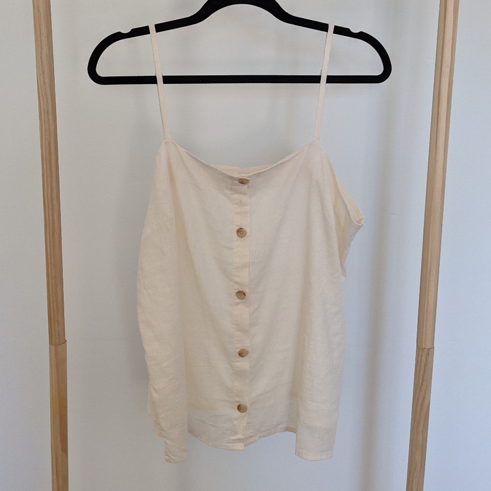 Old Navy Linen Button Spaghetti Strap Top Sz L